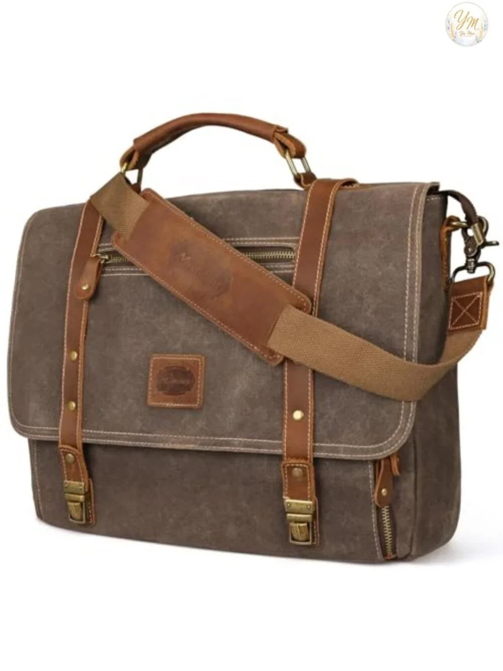 Vintage Genuine Leather Laptop Messenger Bag 15.6 Inch Men's Waterproof Waxed